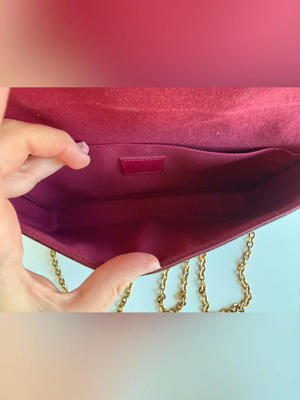 Authentic Louis Vuitton Felicie Pochette Monogram & Fuchsia Crossbody & Inserts